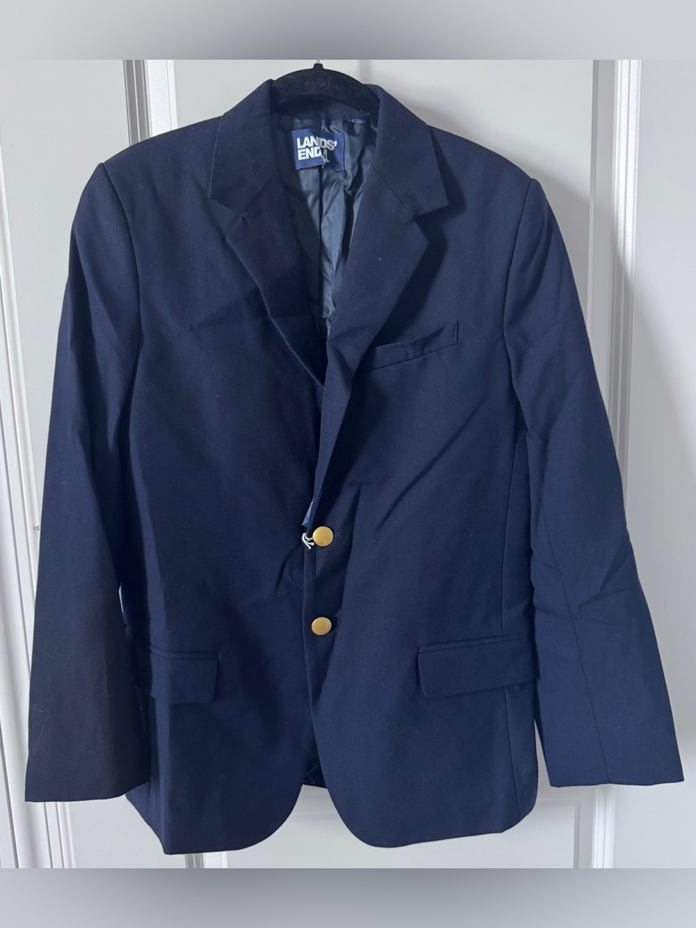 NWT-Lands' End Classic Navy Sport Coat with Gold Buttons-Size 16